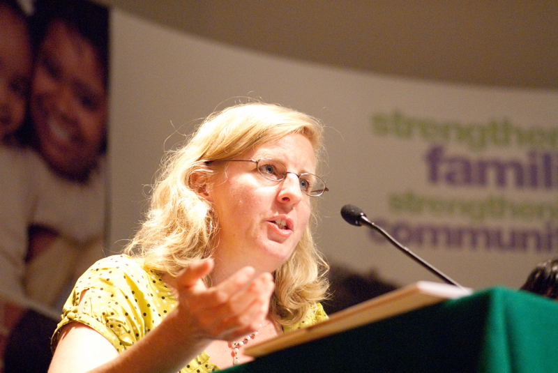 Joanna Moorhead, journalist, speaking at the Race Equality Foundation's Annual Stronger Families Stronger Communities Conference