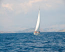 Sailing between Corfu and Albania