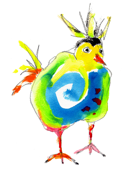green bird   
19x27cm (31x41 framed)  
�295