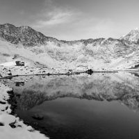 Winter reflections of Snowdon and Y Lliwedd from Llyn Llydaw