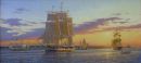 Whaler entering Nantucket harbour oil on canvas 20x24inches