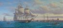 The USS Constitution in Boston Harbour oil on canvas 20x24inch