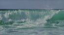 Plunging Breaker Seascape Oil on Panel 8.5x15 inch