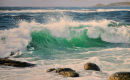 Sennen High tide. Seascape Oil on panel 9x14inch. Available