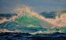 Sennen Reef Break. seascape oil on panel 9x14 inch. Available