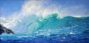 Symphony in Blue, Porth Chapel, Seascape 21x42. Available