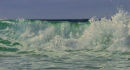 Plunging Breaker, Seascape. 10x18inches oil on panel