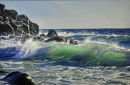 High Tide Cape Cornwall . seascape Oil on Canvas 24x36 inch